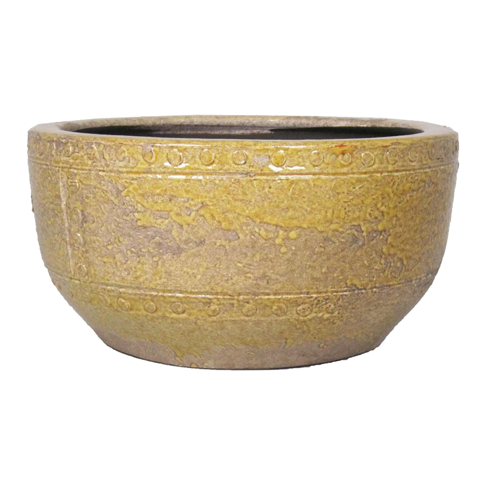 Plantenschaal Fien - D24 X H12cm - Okergeel 3 Plantenschaal Fien - D24 X H12cm - Okergeel