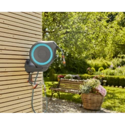 Wandslangenbox RollUp - S - 15m - Blauw - Gardena -Plant Benodigdheden Winkel wandslangenbox rollup s 15m blauw gardena 6 7